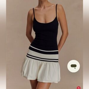 Meshki Ellison Contrast Knit Mini Dress - Black/White